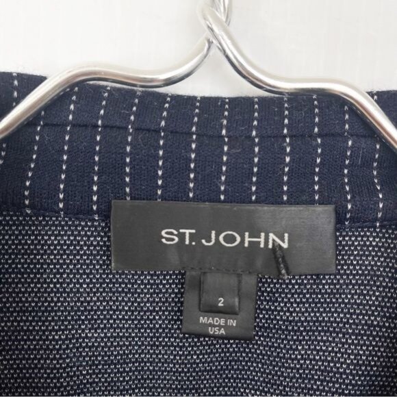 St. John Evening Navy blue striped Button Up Front Blaze 2 - Picture 5 of 8